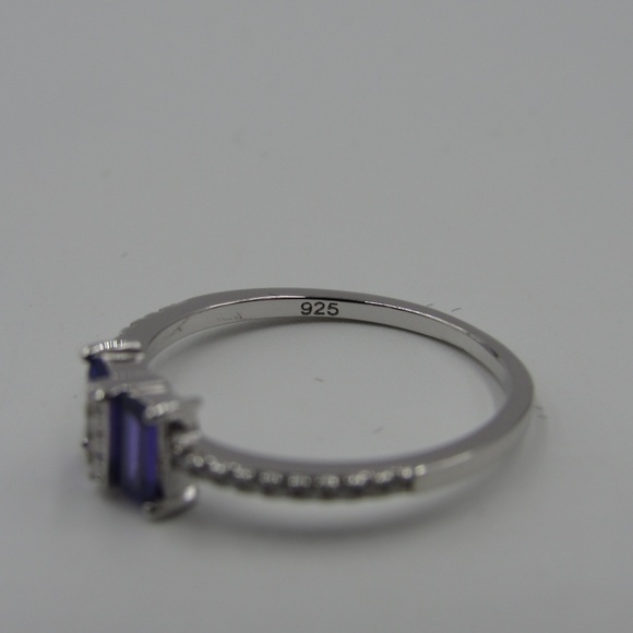 Sterling Silver Baguette Purple CZ Diamond Ring - Picture 4 of 5